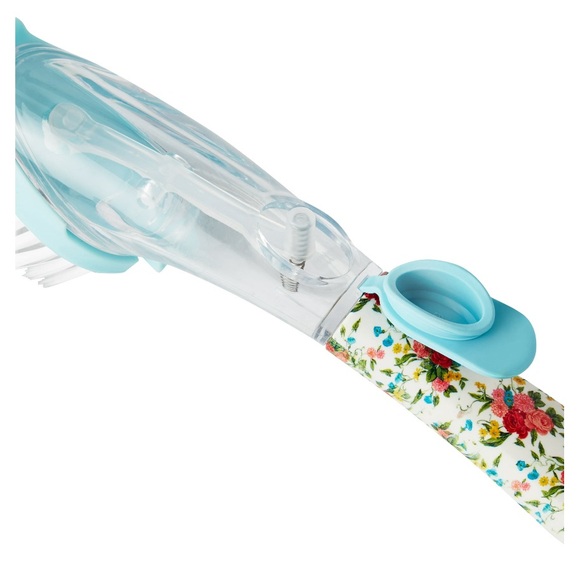 🌺 New Pioneer Woman Sweet Rose Dispensing Dish Soap Brush, Red &  Blue - Picture 3 of 4